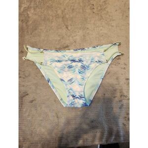 Victoria's Secret Sz L Knockout Bikini Bottom Blue White Cutout Hips